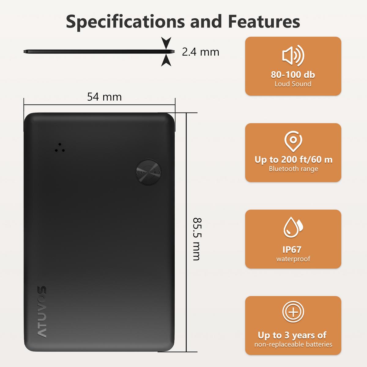 ATUVOS Bluetooth Versatile Wallet Finder- AT2203(iOS Only, Not Available in EU,AUS and JPN)