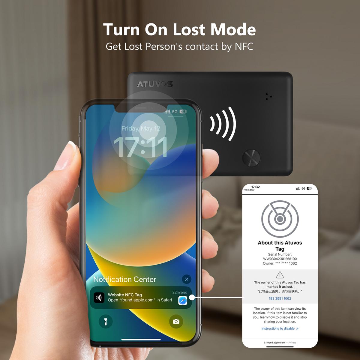 ATUVOS Bluetooth Versatile Wallet Finder- AT2203(iOS Only, Not Available in EU,AUS and JPN)