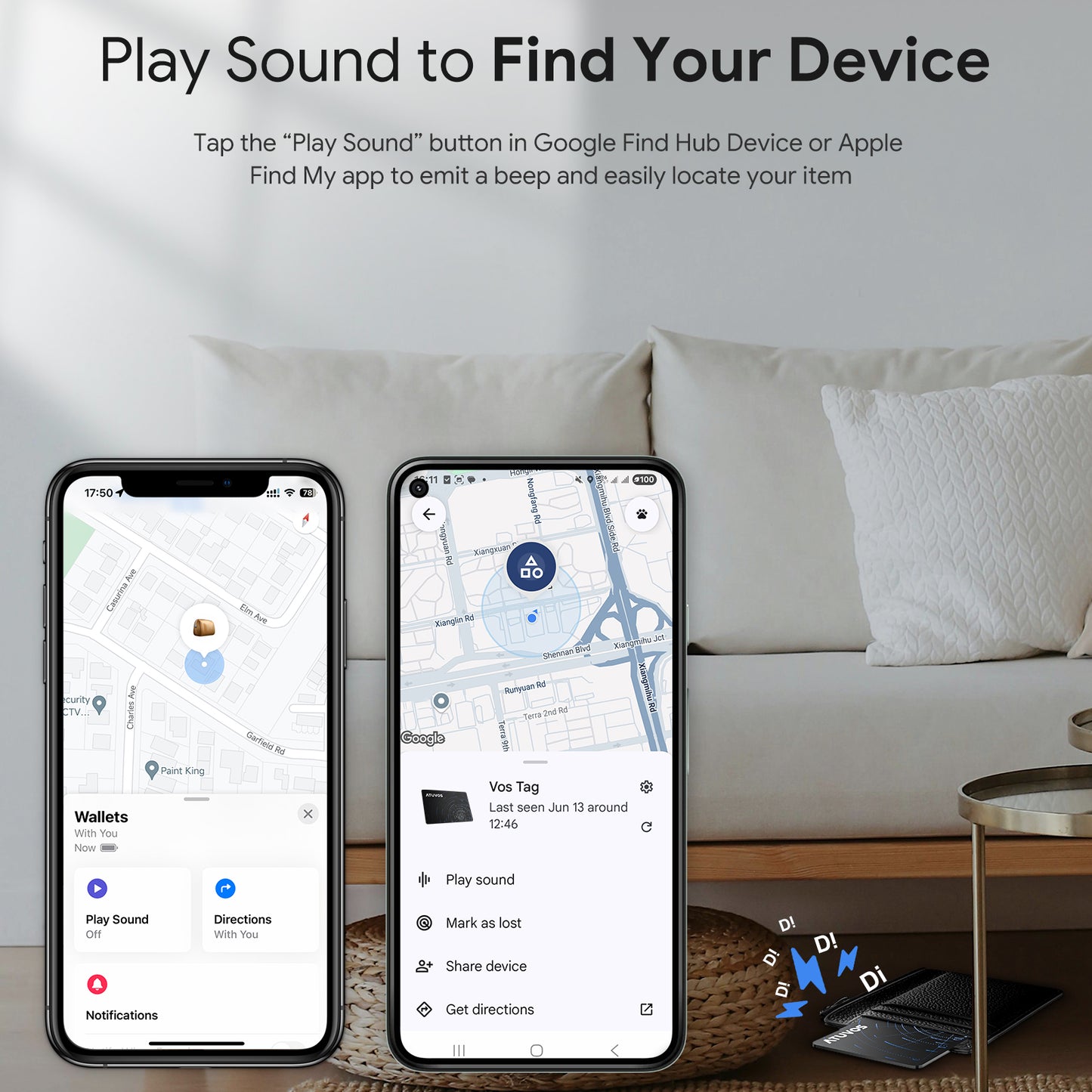 ATUVOS Dual-System Air Card Tag 2PCS(Android and iOS), Rechargeable