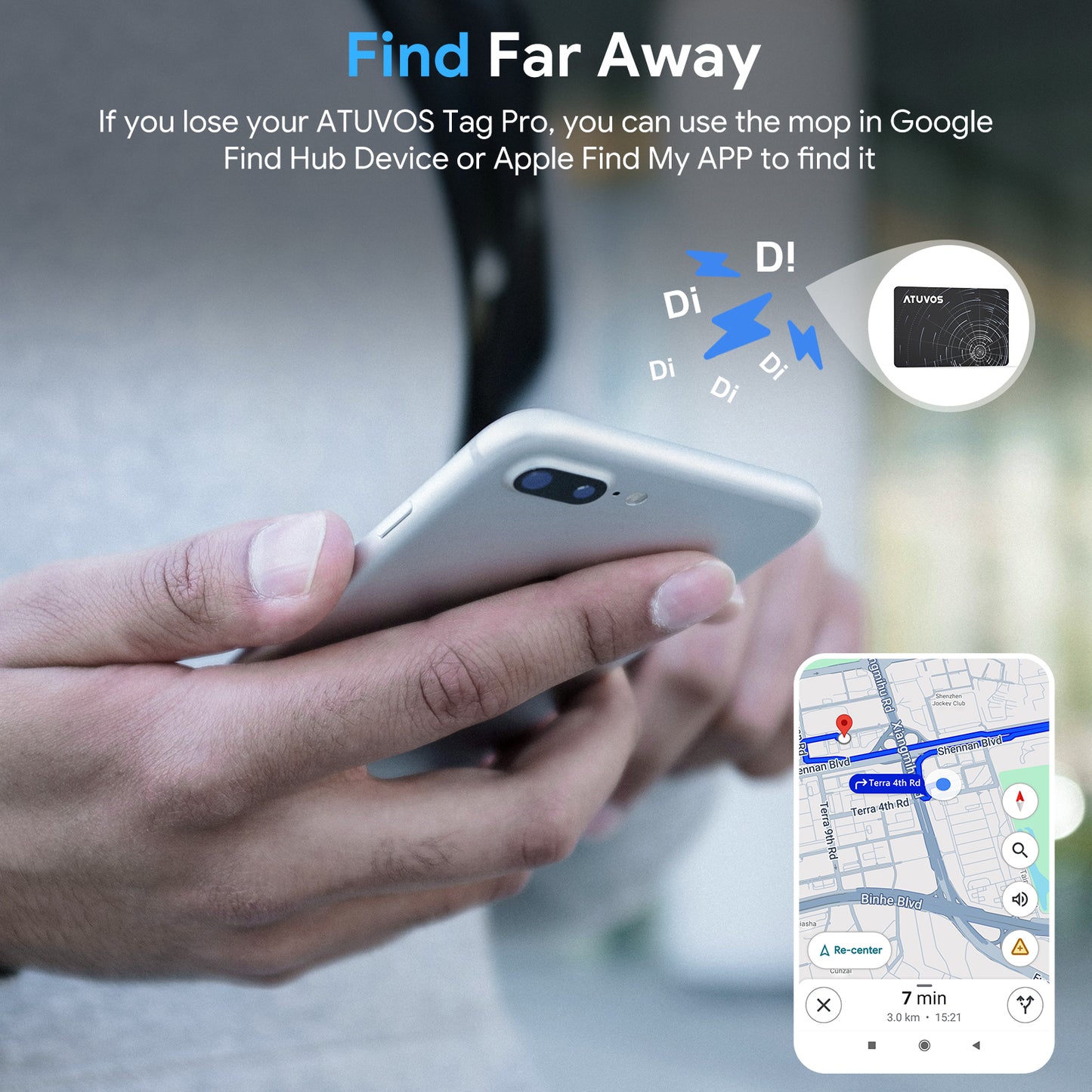 ATUVOS Dual-System Air Card Tag 2PCS(Android and iOS), Rechargeable