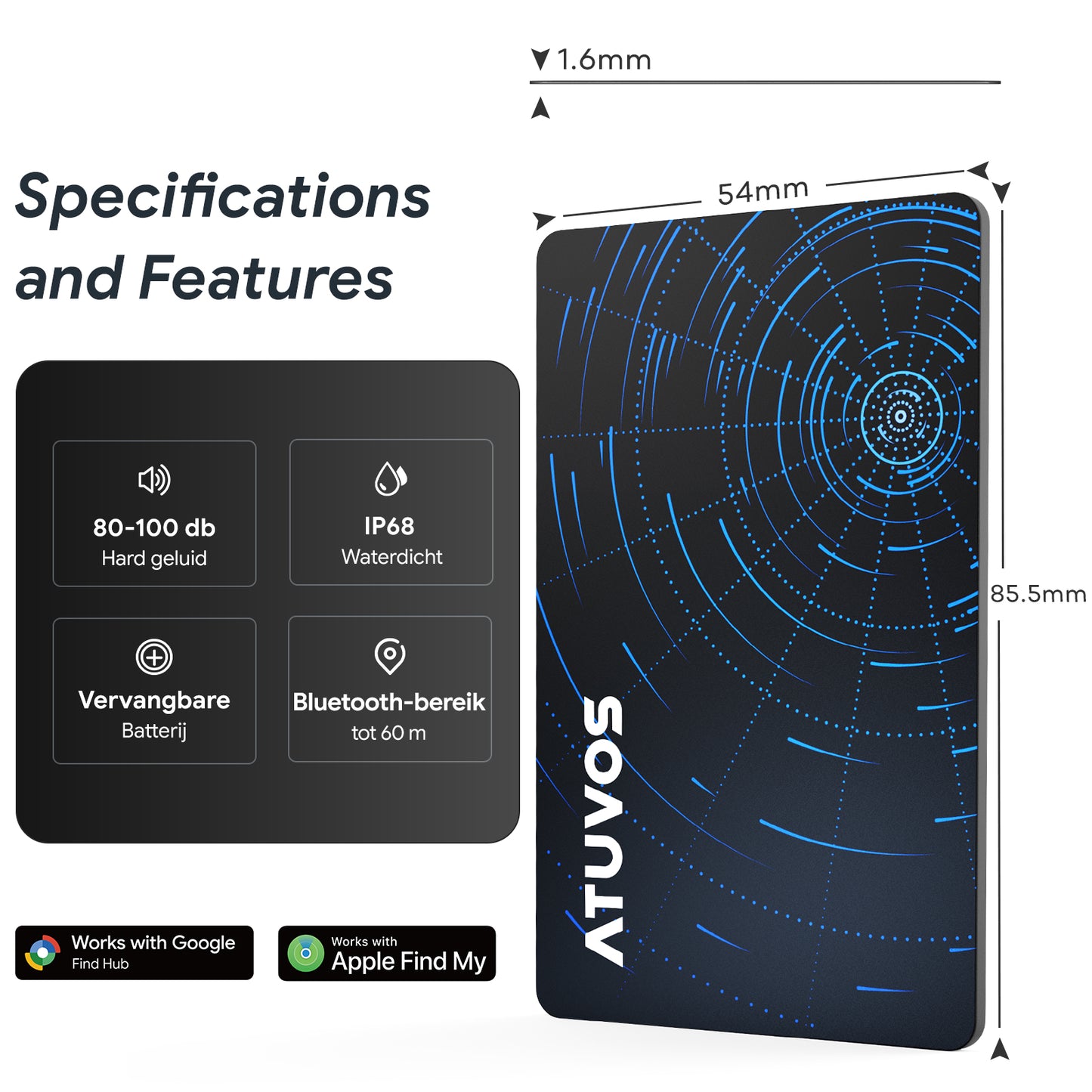 ATUVOS Dual-System Air Card Tag 1 Pack, Rechargeable