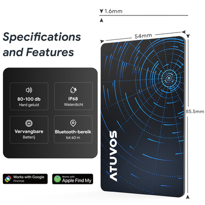 ATUVOS Dual-System Air Card Tag 1 Pack, Rechargeable