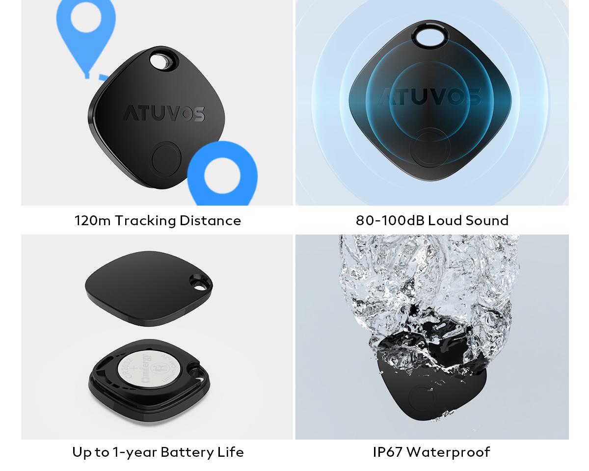 ATUVOS Tracker Localisateurs D'Objets Bluetooth 2 Pack, Fonctionne